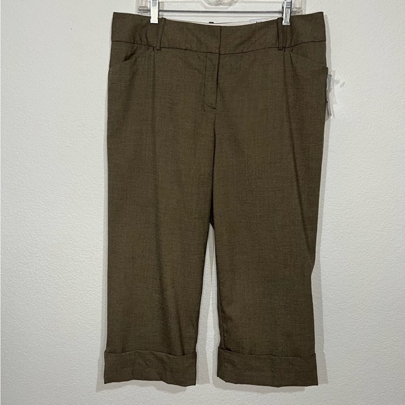 Worthington Modern Fit Brown Tweed Comfort Stretch Capri Pants New 14W - Picture 1 of 10